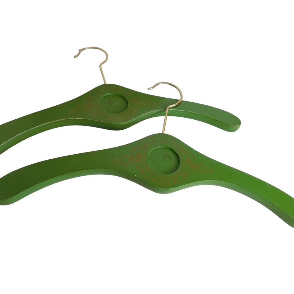 Nasco Wood Heavy Duty Hangers Set Vintage MCM Hollywood Regency Green Japan 60s - Picture 8 of 9